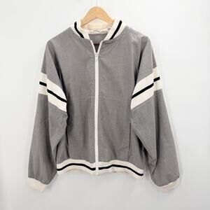 Vintage Christian Dior Monsieur Gray Striped Windbreaker Jacket Mens Medium